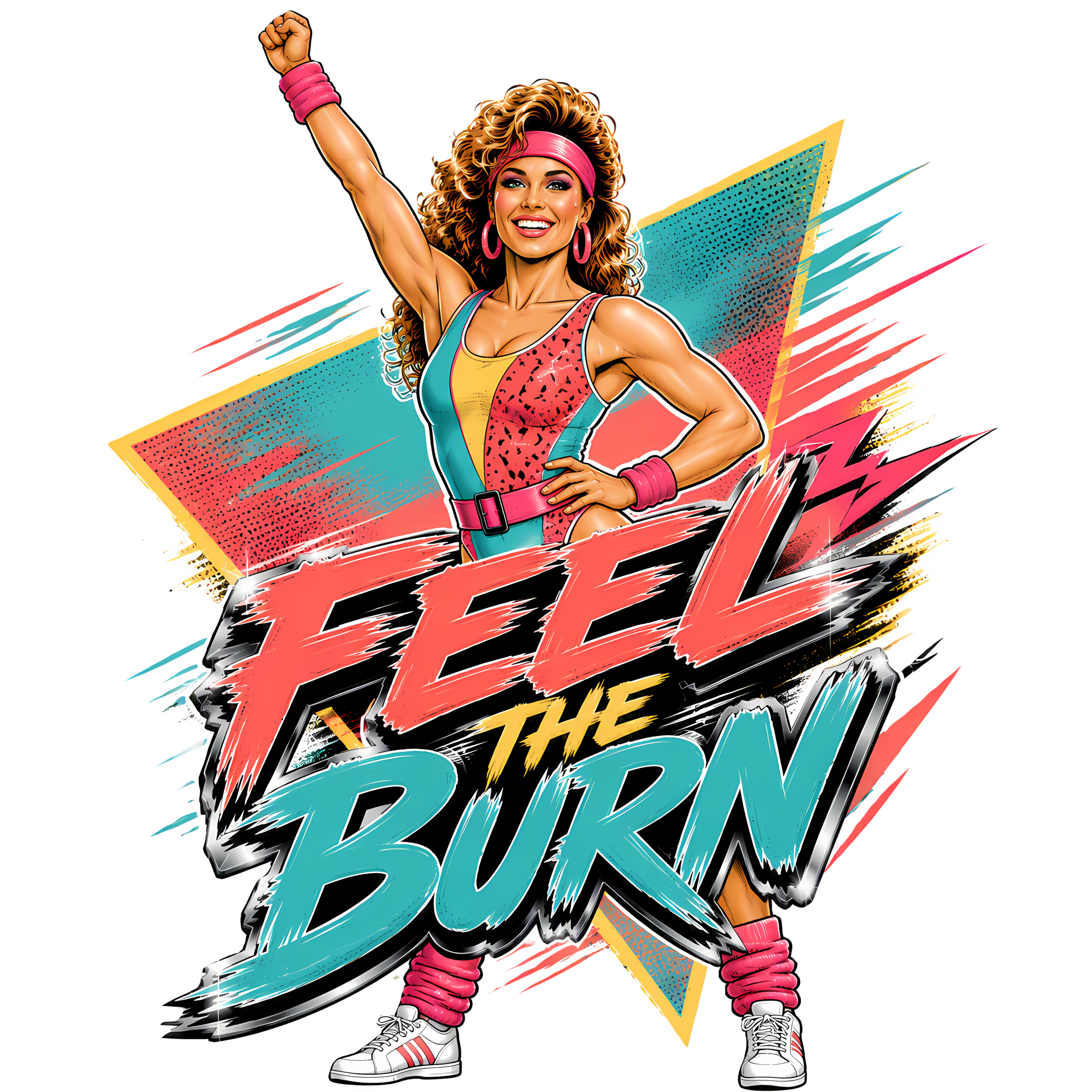 Funny 80s Aerobics T-Shirt | Feel the Burn Retro 80s Slang Workout Tee