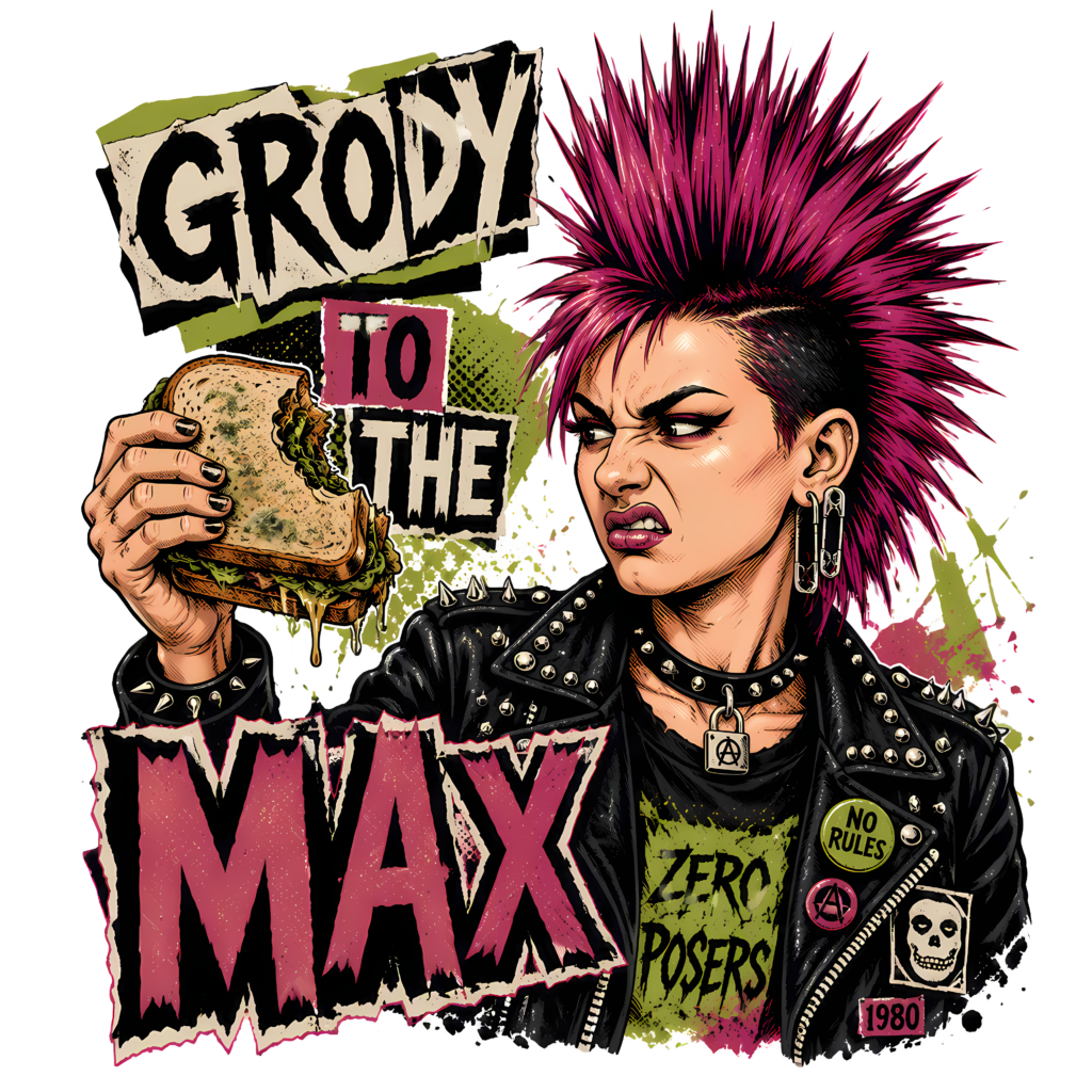 Funny 80s Punk T-Shirt | Grody to the Max Retro 80s Slang Zine Tee