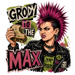 Funny 80s Punk T-Shirt | Grody to the Max Retro 80s Slang Zine Tee