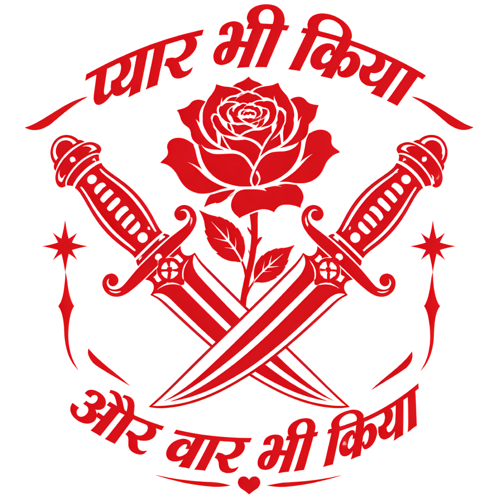 Retro Daggers and Rose T-Shirt | Vintage Bollywood Love and War Tee