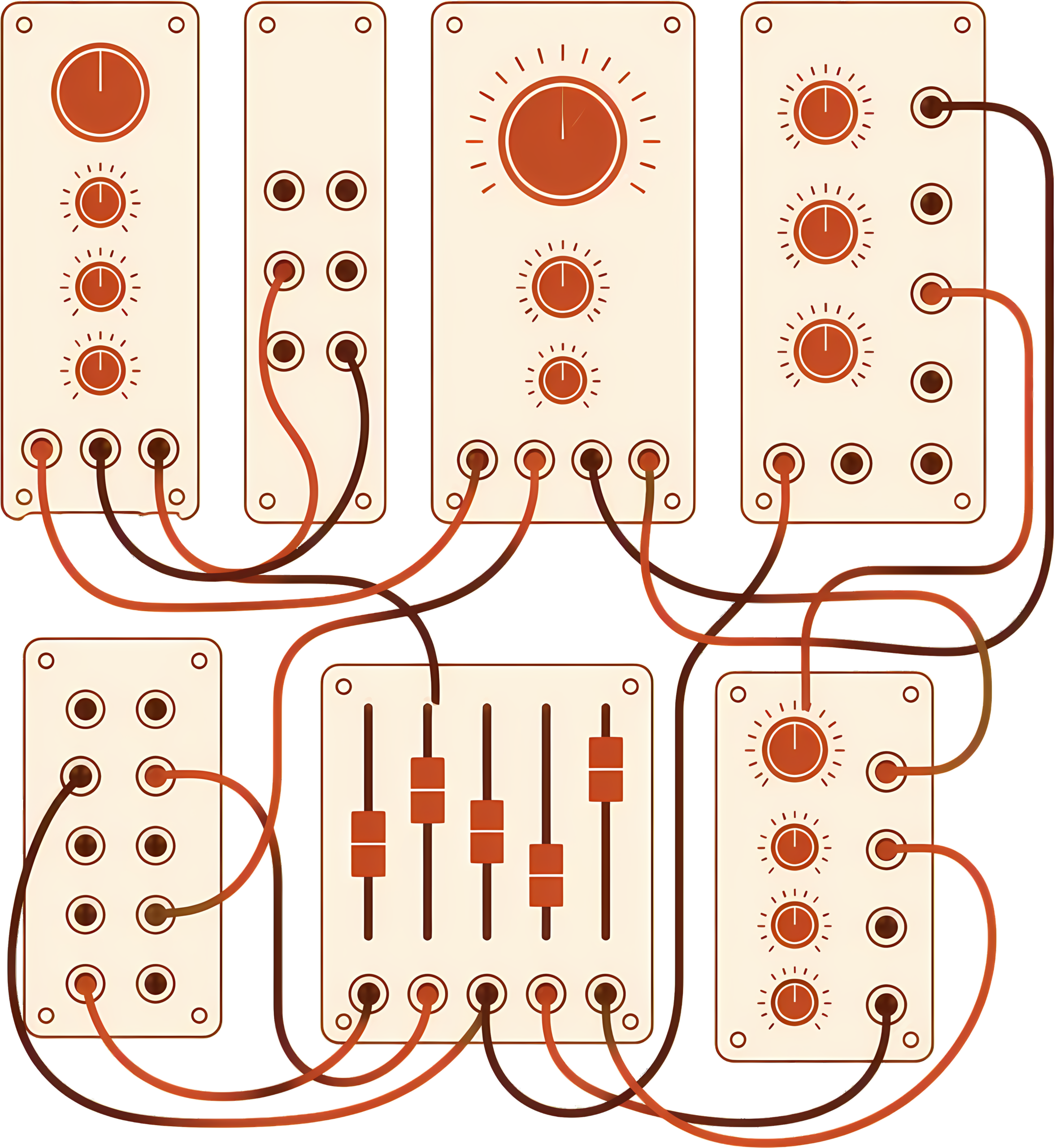 Vintage Modular Synth T-Shirt | Retro Patch Panel Line Art Music Tee - Image 2