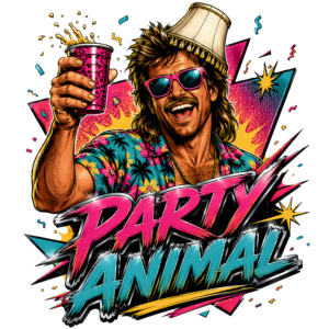 Funny 80s Party T-Shirt | Party Animal Retro 80s Slang Party Tee