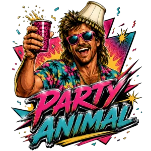 Funny 80s Party T-Shirt | Party Animal Retro 80s Slang Party Tee