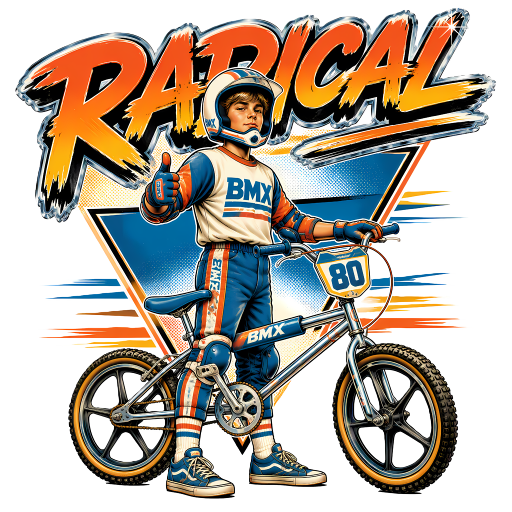 Funny 80s BMX T-Shirt | Radical Retro 80s Slang Bike Rider Tee