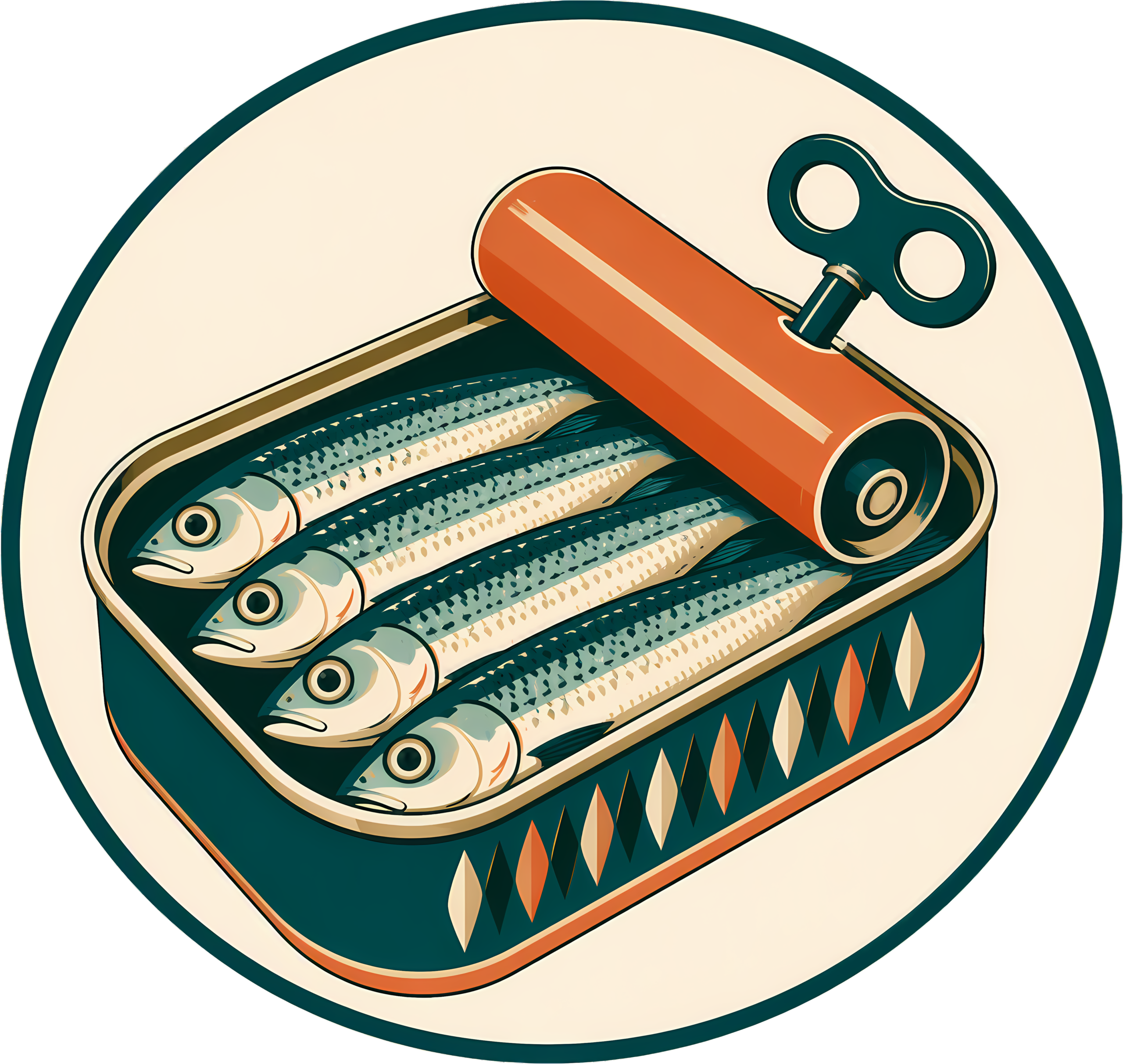 Vintage Sardine Tin T-Shirt | Retro Mediterranean Seafood Label Tee - Image 2