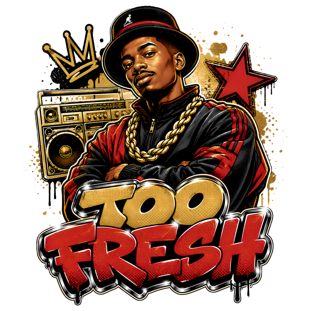 Funny 80s Hip Hop T-Shirt | Too Fresh Retro 80s Slang B-Boy Tee