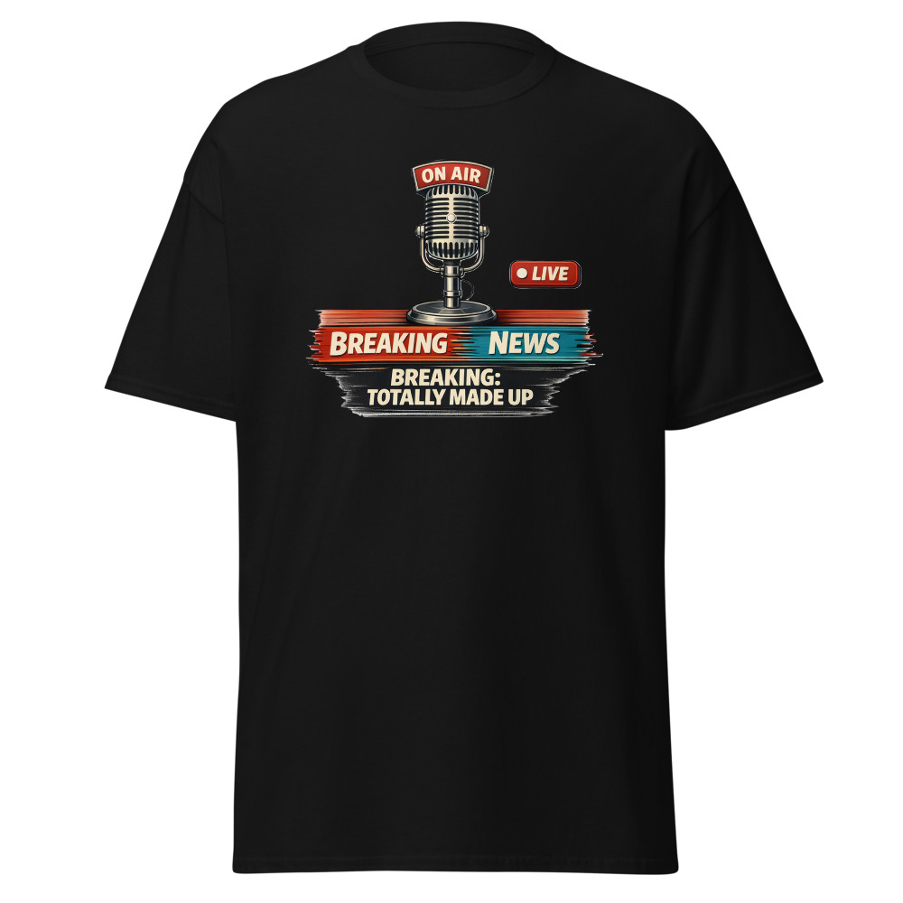 Funny AI News T-Shirt | Breaking Totally Made Up Retro TV News Tee