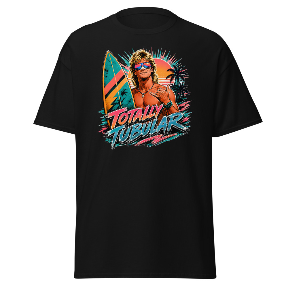 Funny 80s Surfer T-Shirt | Totally Tubular Retro 80s Slang Beach Tee - Image 3