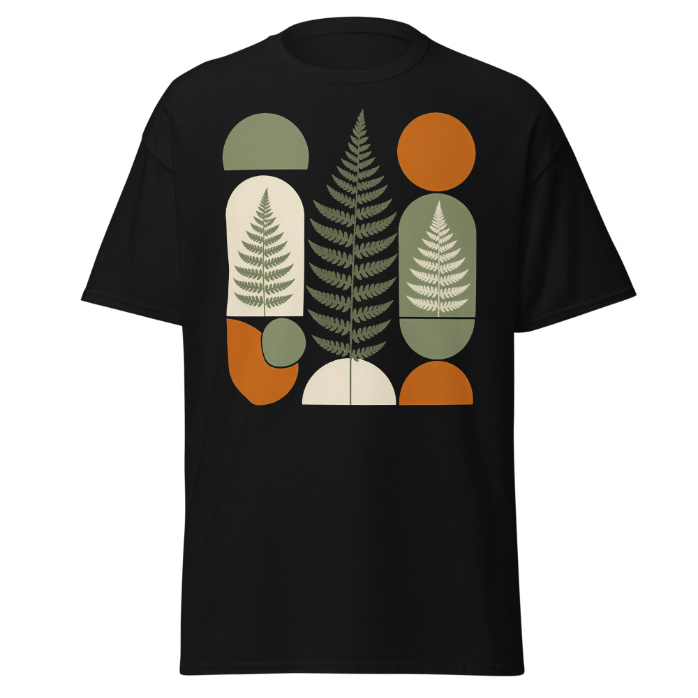 Minimalist Botanical T-Shirt | Scandinavian Fern Grid Poster Tee