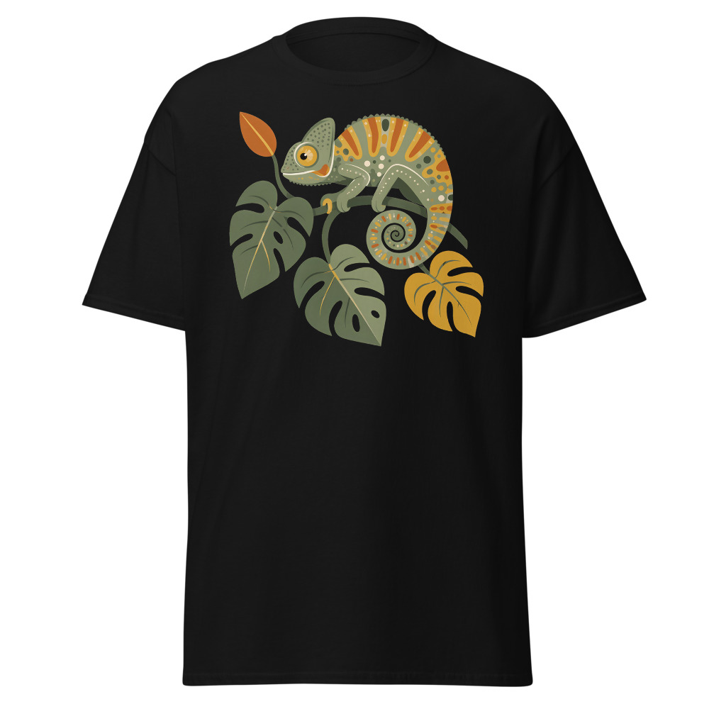 Mid-Century Chameleon T-Shirt | Retro Monstera Leaf Lizard Tee