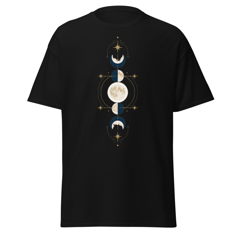 Celestial Moon Phases T-Shirt | Retro Lunar Alignment Diagram Tee