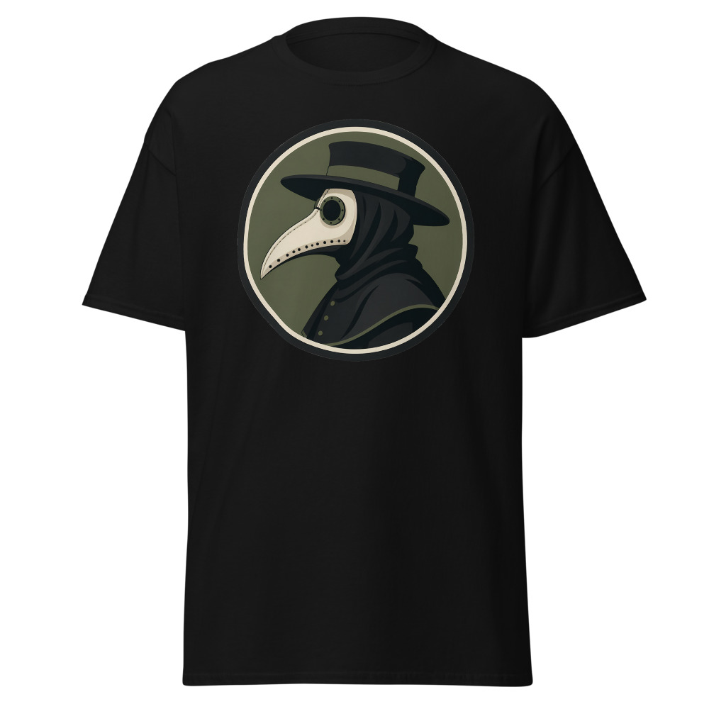 Vintage Plague Doctor T-Shirt | Retro Bird Mask Silhouette Horror Tee