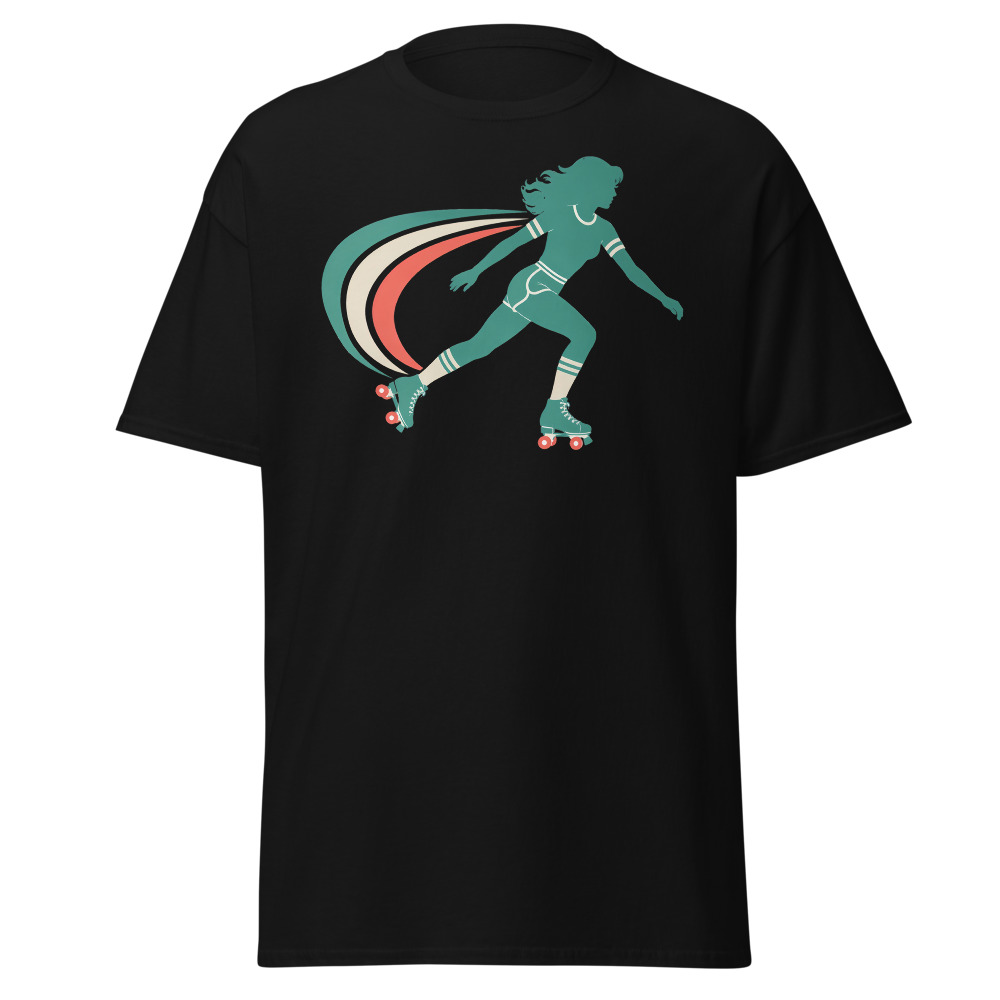 Retro Roller Derby T-Shirt | 1970s Skater Speedline Silhouette Tee