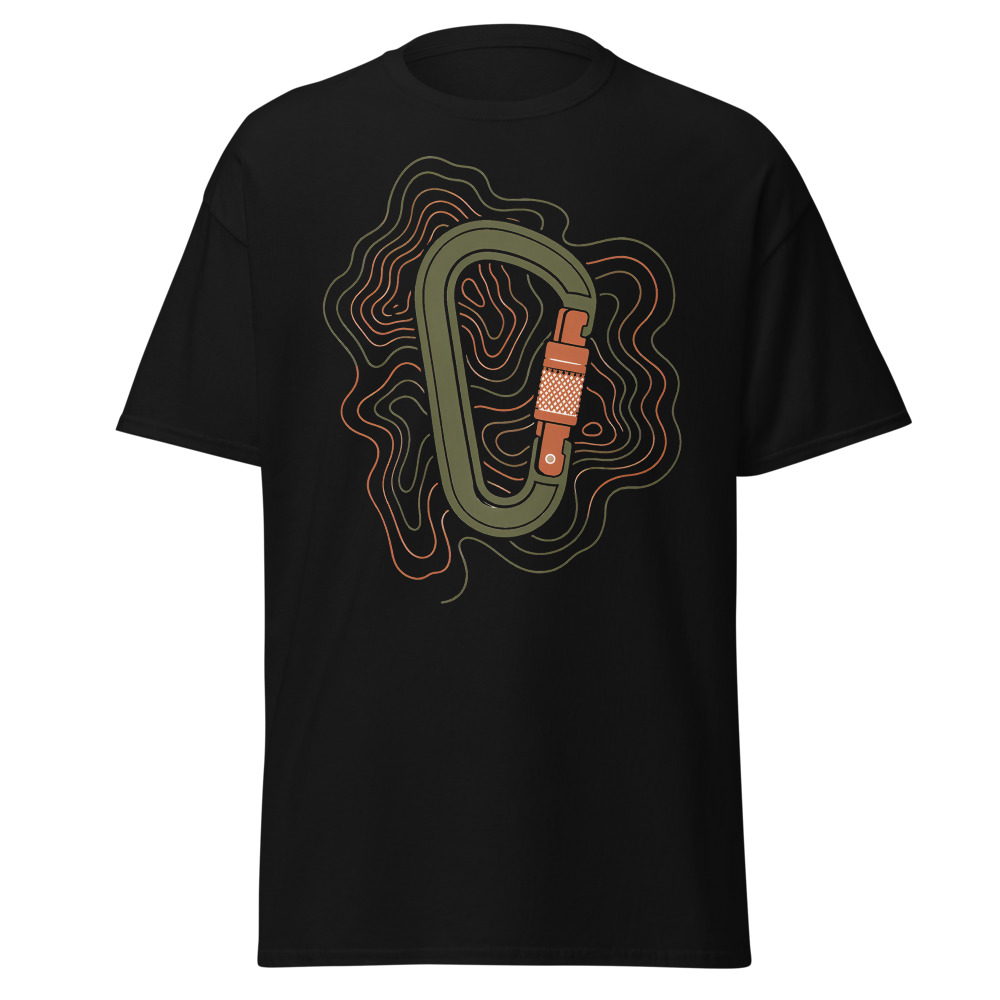 Minimalist Carabiner T-Shirt | Retro Topographic Climbing Contour Tee
