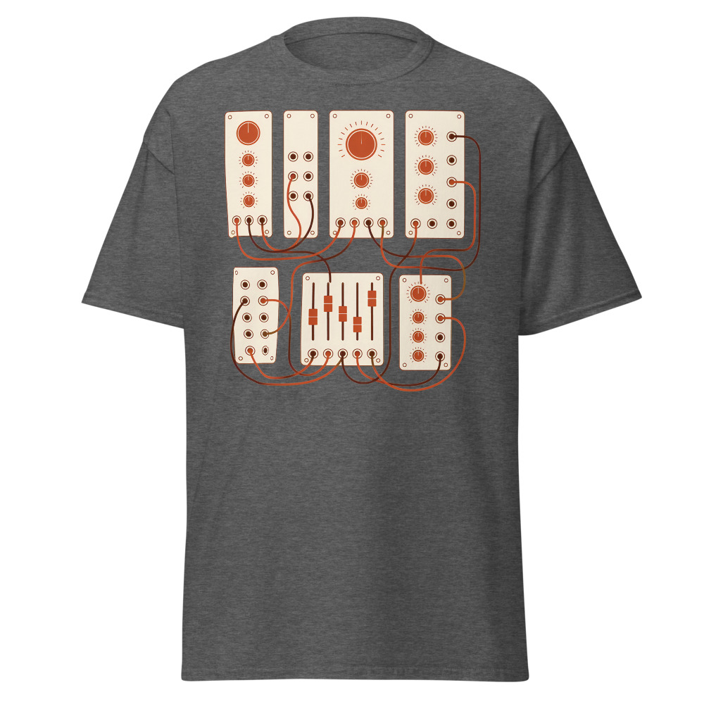 Vintage Modular Synth T-Shirt | Retro Patch Panel Line Art Music Tee - Image 4