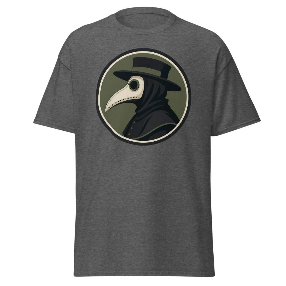 Vintage Plague Doctor T-Shirt | Retro Bird Mask Silhouette Horror Tee - Image 4