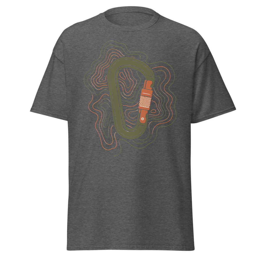 Minimalist Carabiner T-Shirt | Retro Topographic Climbing Contour Tee - Image 4
