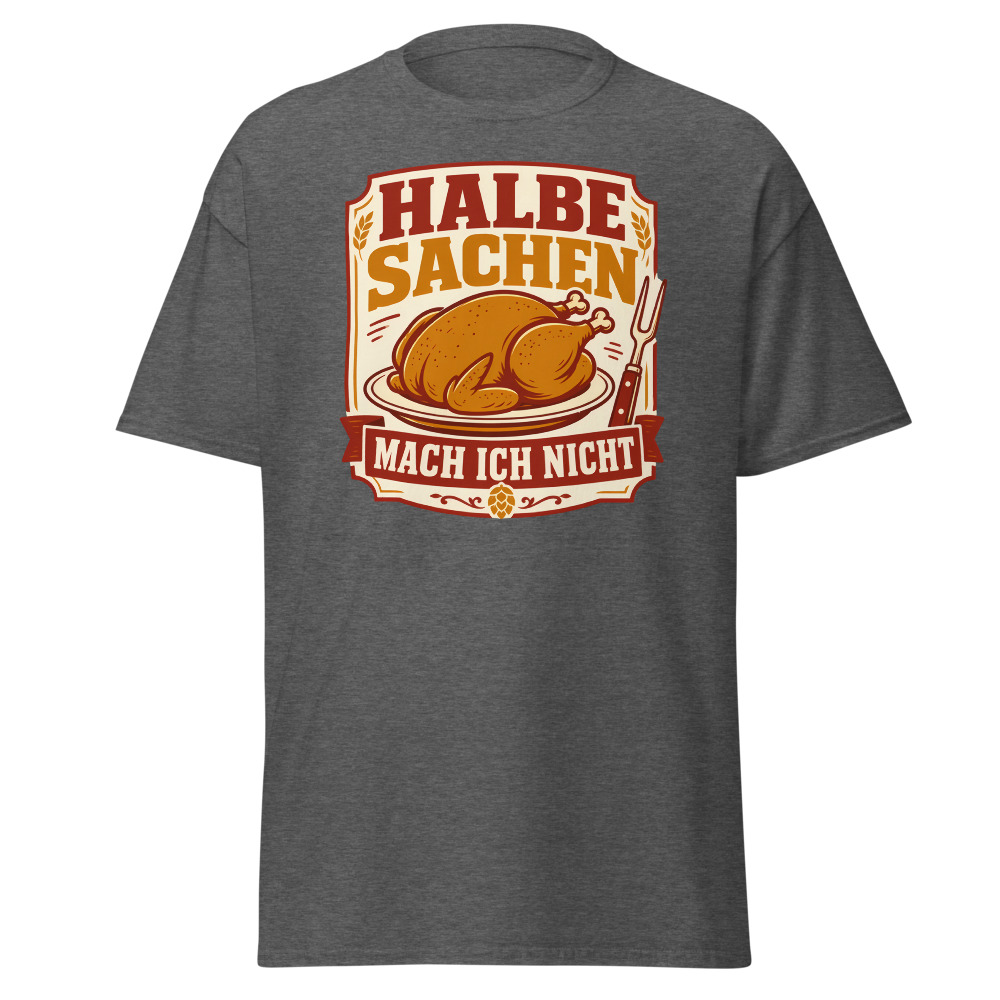 Retro Oktoberfest T-Shirt | Halbe Sachen German Roast Chicken Tee - Image 3