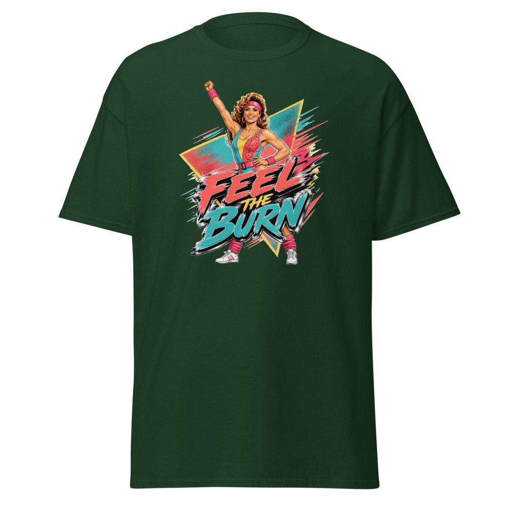 Funny 80s Aerobics T-Shirt | Feel the Burn Retro 80s Slang Workout Tee - Image 5
