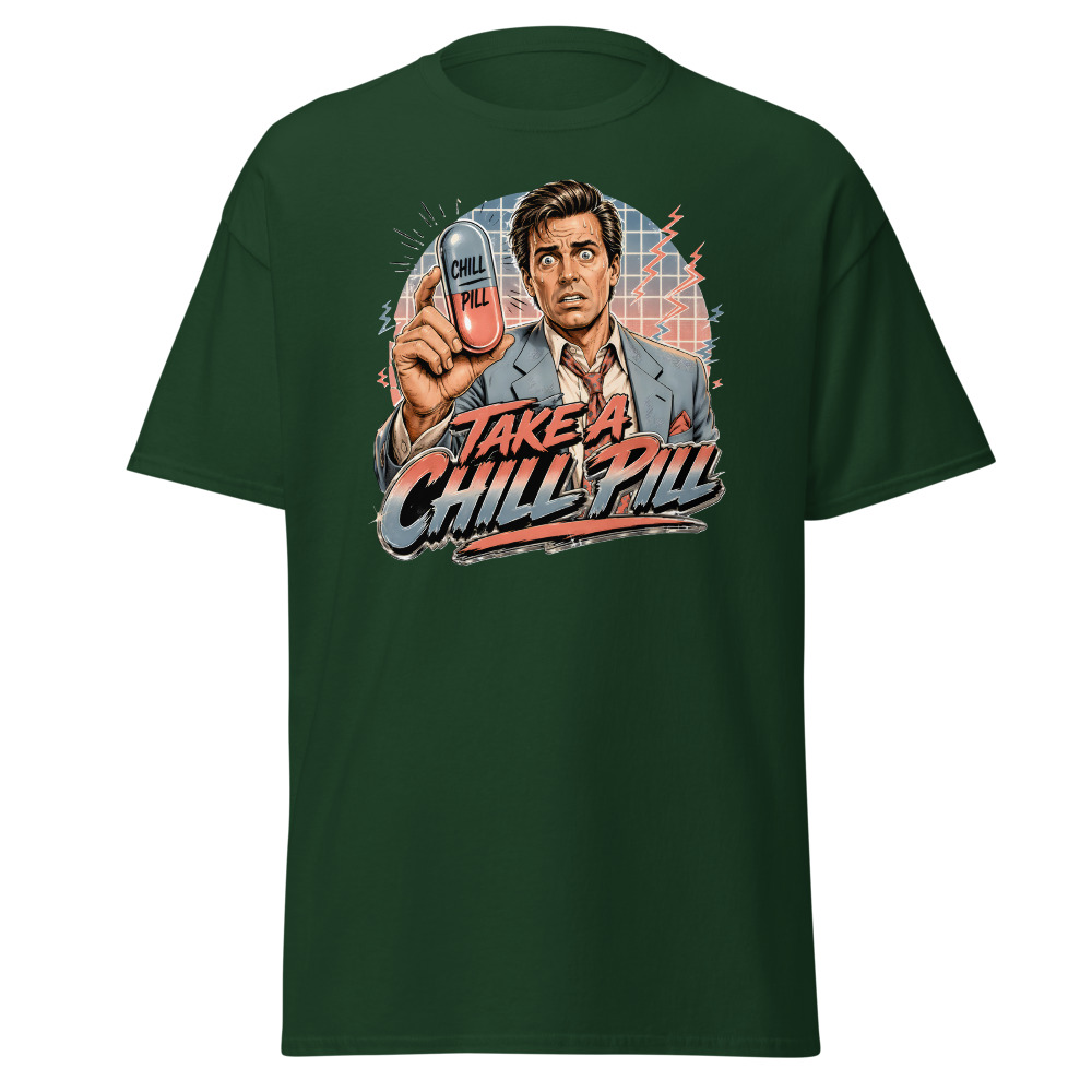Funny 80s Yuppie T-Shirt | Take a Chill Pill Retro 80s Slang Office Tee - Image 5