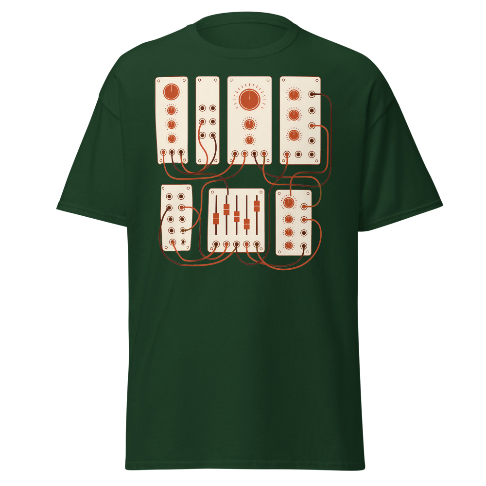 Vintage Modular Synth T-Shirt | Retro Patch Panel Line Art Music Tee - Image 5