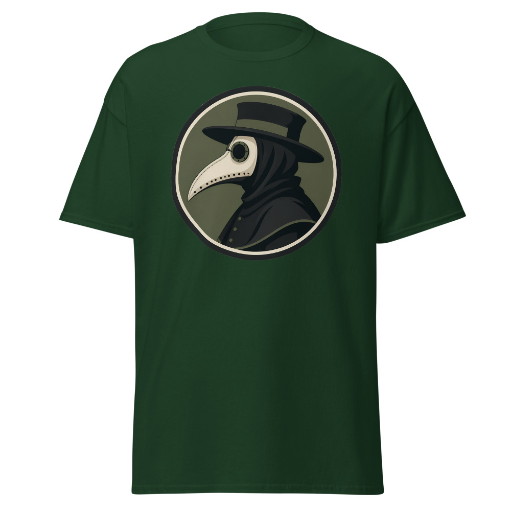 Vintage Plague Doctor T-Shirt | Retro Bird Mask Silhouette Horror Tee - Image 5