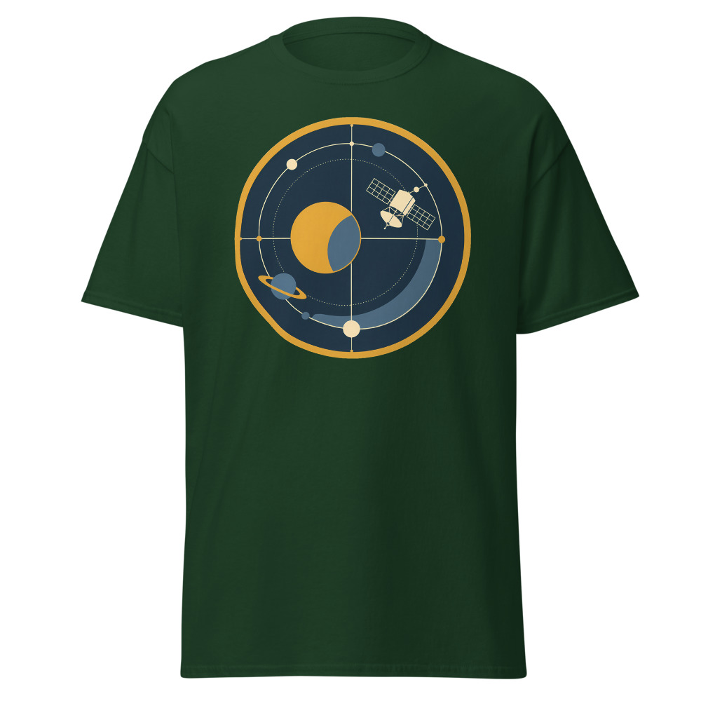 Retro Space Probe T-Shirt | 1970s Satellite Orbit Diagram Tee - Image 5