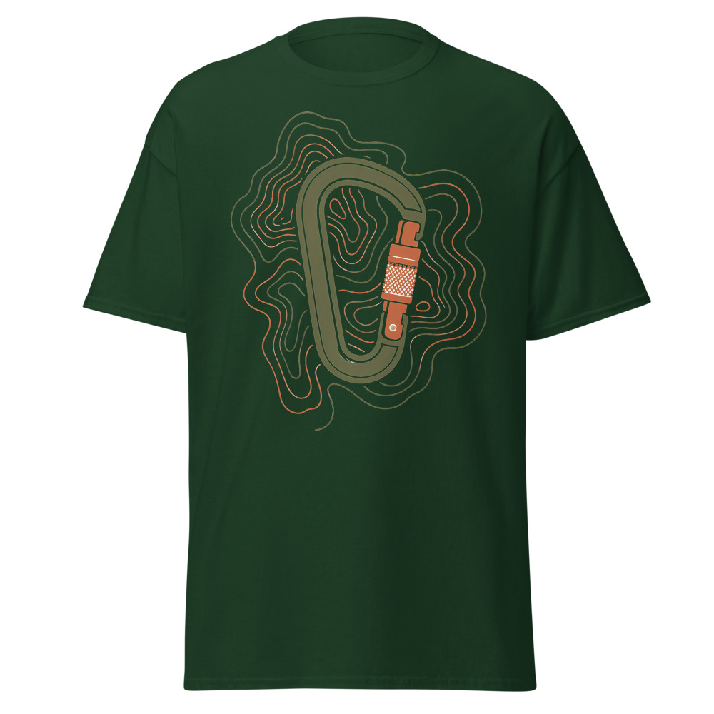 Minimalist Carabiner T-Shirt | Retro Topographic Climbing Contour Tee - Image 5