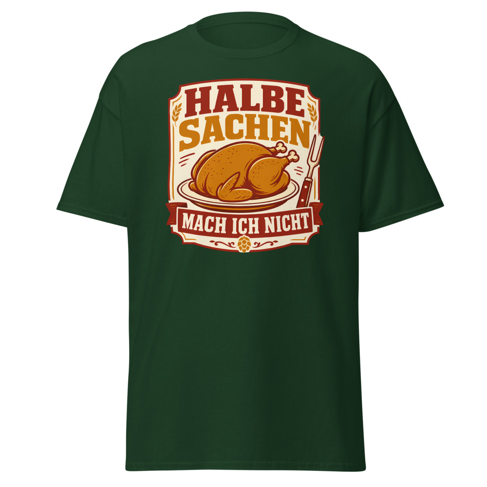 Retro Oktoberfest T-Shirt | Halbe Sachen German Roast Chicken Tee - Image 8