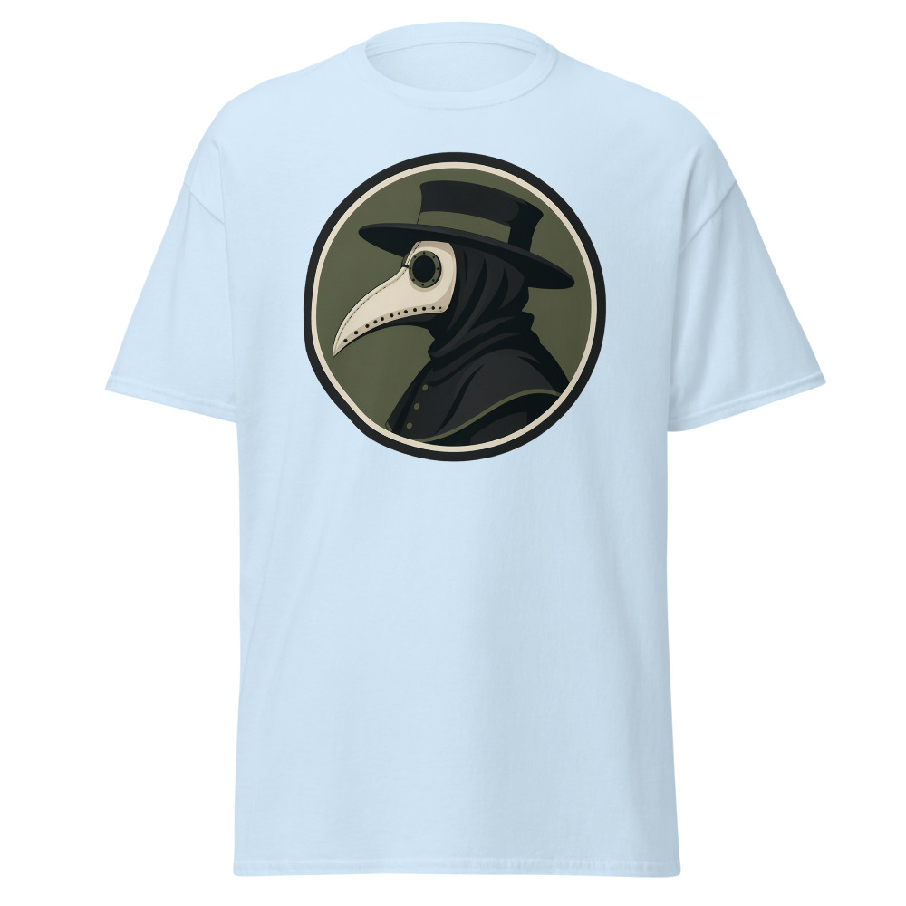 Vintage Plague Doctor T-Shirt | Retro Bird Mask Silhouette Horror Tee - Image 6