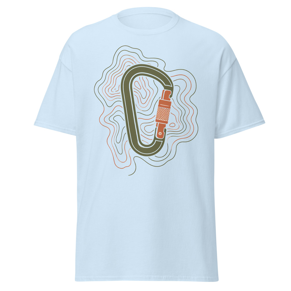 Minimalist Carabiner T-Shirt | Retro Topographic Climbing Contour Tee - Image 6
