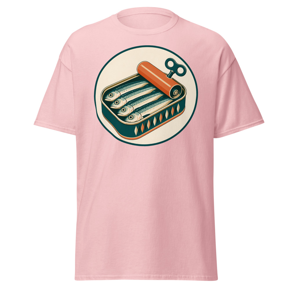 Vintage Sardine Tin T-Shirt | Retro Mediterranean Seafood Label Tee - Image 7