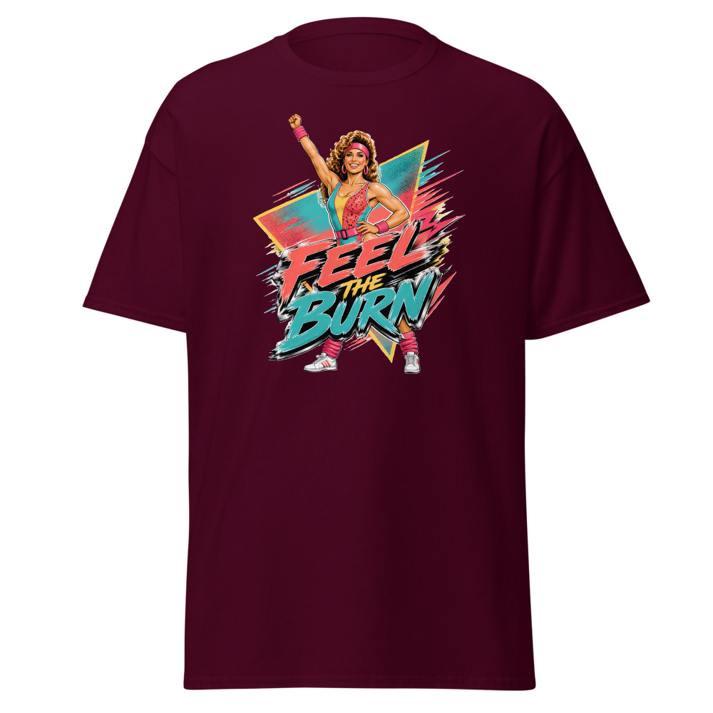 Funny 80s Aerobics T-Shirt | Feel the Burn Retro 80s Slang Workout Tee - Image 8
