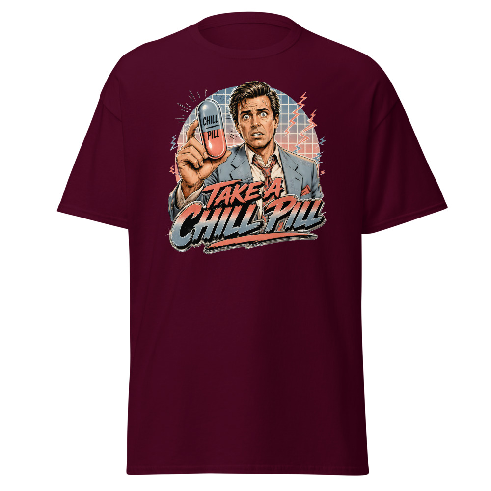 Funny 80s Yuppie T-Shirt | Take a Chill Pill Retro 80s Slang Office Tee - Image 8