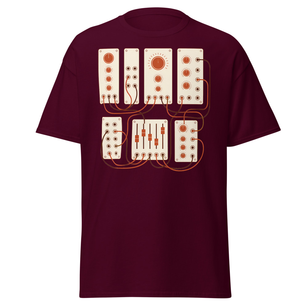 Vintage Modular Synth T-Shirt | Retro Patch Panel Line Art Music Tee - Image 8