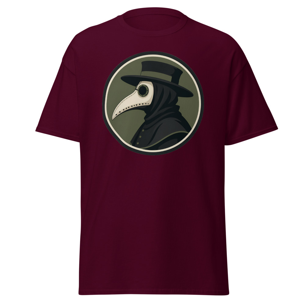 Vintage Plague Doctor T-Shirt | Retro Bird Mask Silhouette Horror Tee - Image 8