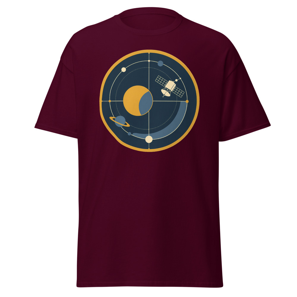 Retro Space Probe T-Shirt | 1970s Satellite Orbit Diagram Tee - Image 8
