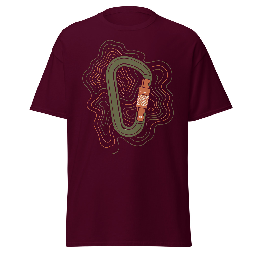 Minimalist Carabiner T-Shirt | Retro Topographic Climbing Contour Tee - Image 8