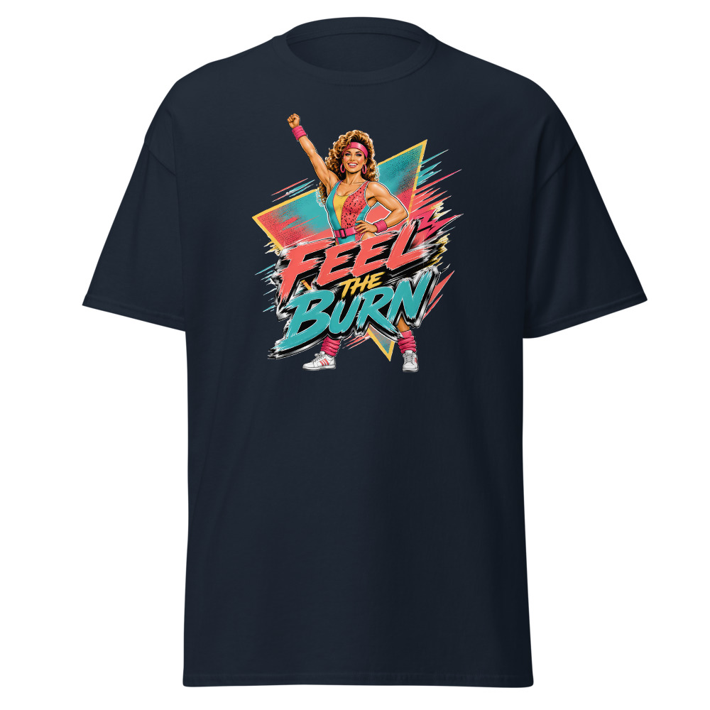 Funny 80s Aerobics T-Shirt | Feel the Burn Retro 80s Slang Workout Tee - Image 9