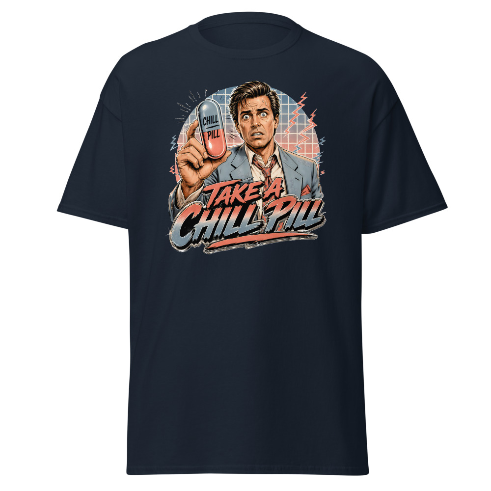 Funny 80s Yuppie T-Shirt | Take a Chill Pill Retro 80s Slang Office Tee - Image 9
