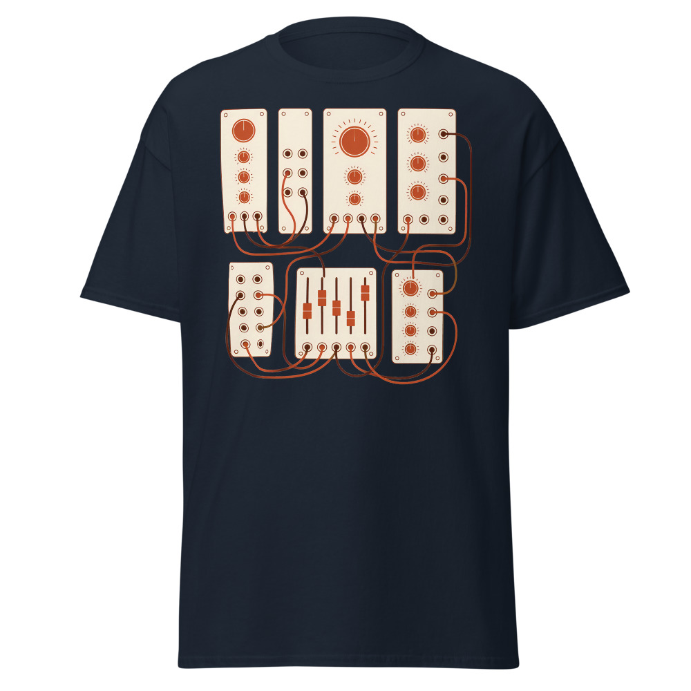 Vintage Modular Synth T-Shirt | Retro Patch Panel Line Art Music Tee - Image 9