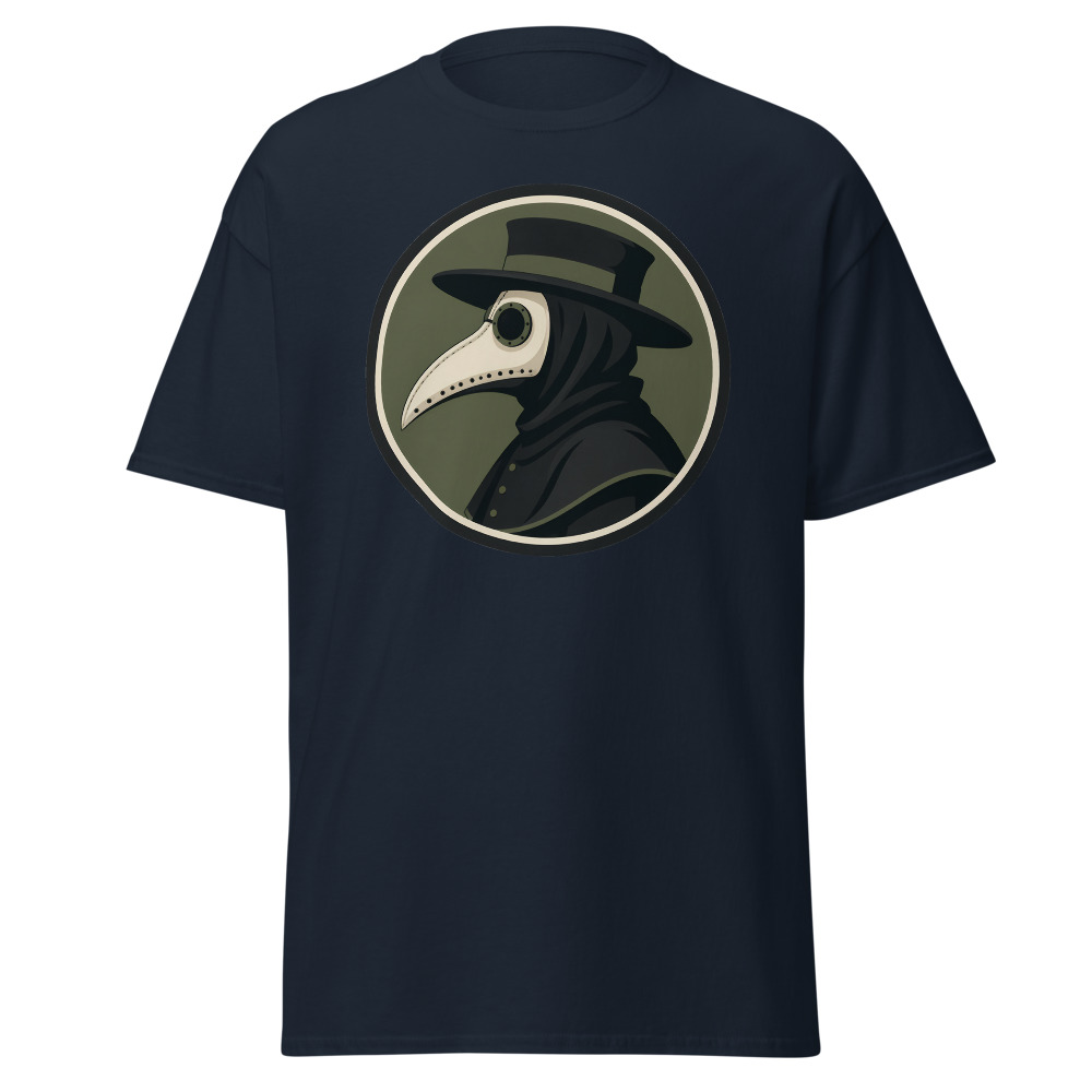 Vintage Plague Doctor T-Shirt | Retro Bird Mask Silhouette Horror Tee - Image 9