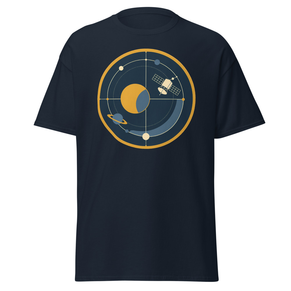 Retro Space Probe T-Shirt | 1970s Satellite Orbit Diagram Tee - Image 9
