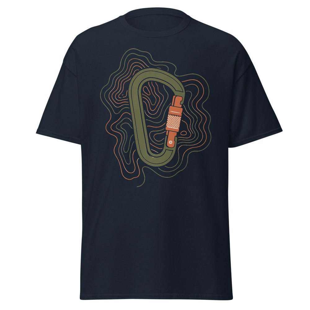 Minimalist Carabiner T-Shirt | Retro Topographic Climbing Contour Tee - Image 9