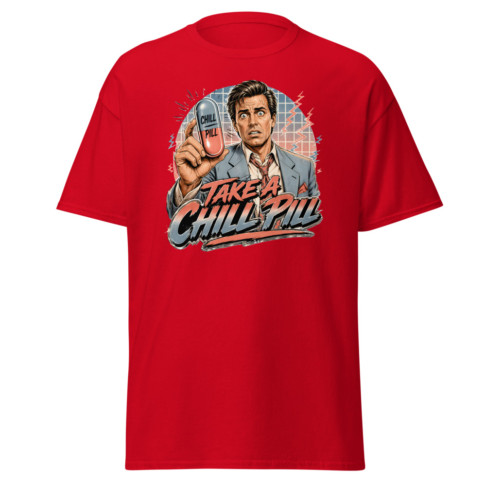 Funny 80s Yuppie T-Shirt | Take a Chill Pill Retro 80s Slang Office Tee - Image 10