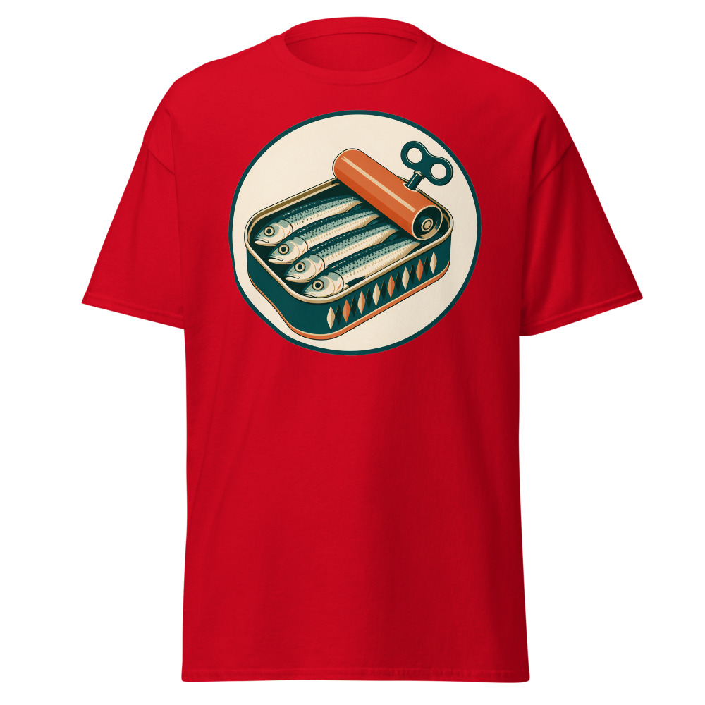 Vintage Sardine Tin T-Shirt | Retro Mediterranean Seafood Label Tee - Image 10