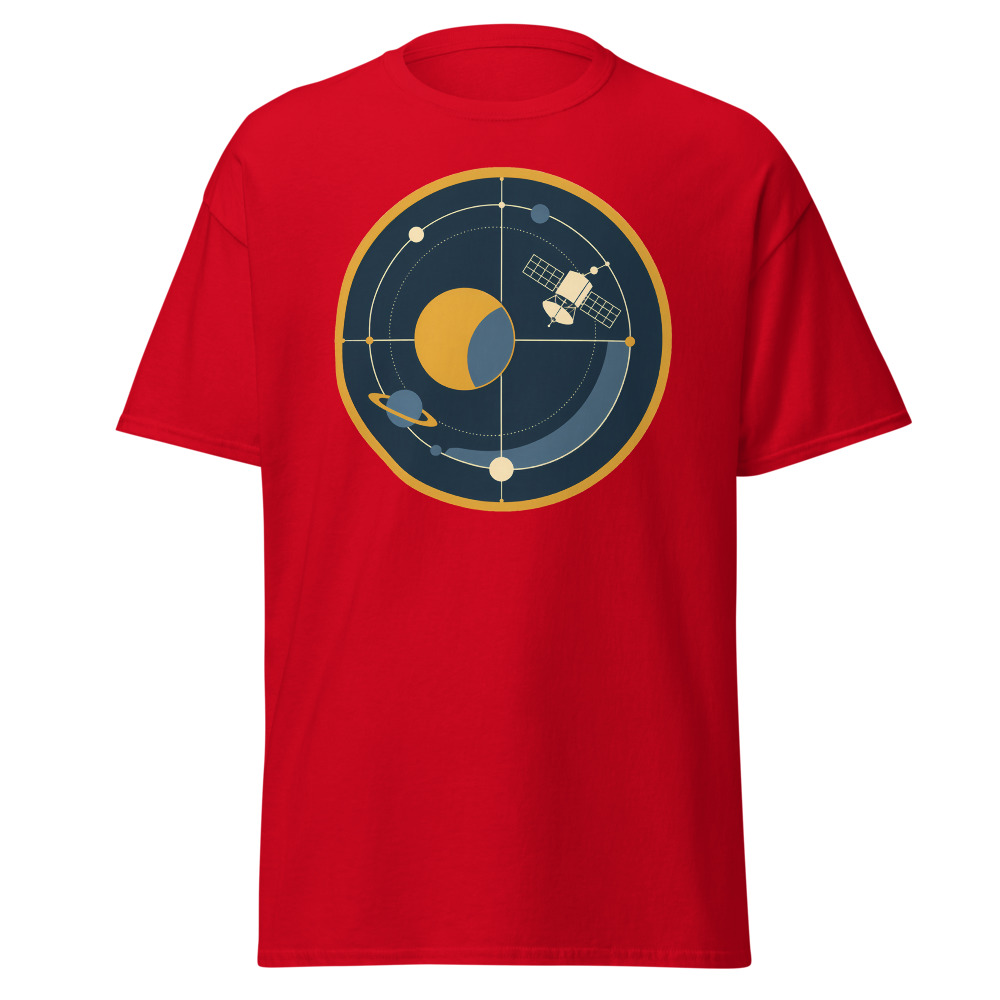 Retro Space Probe T-Shirt | 1970s Satellite Orbit Diagram Tee - Image 10