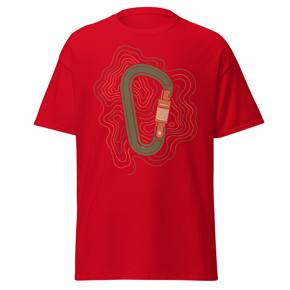 Minimalist Carabiner T-Shirt | Retro Topographic Climbing Contour Tee - Image 10