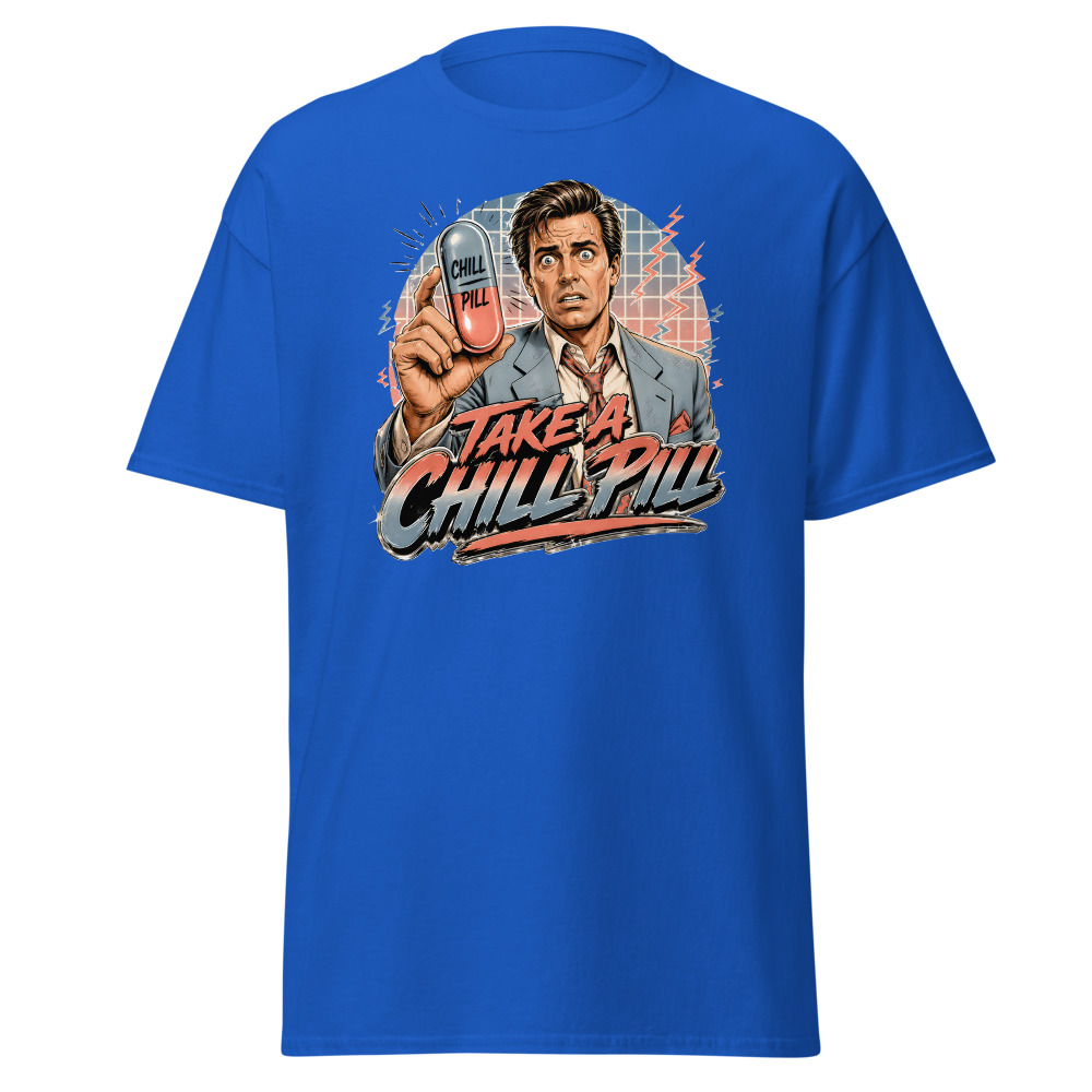 Funny 80s Yuppie T-Shirt | Take a Chill Pill Retro 80s Slang Office Tee - Image 11
