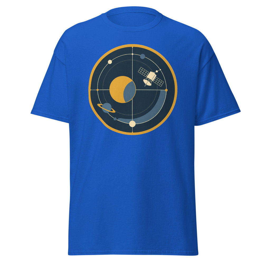 Retro Space Probe T-Shirt | 1970s Satellite Orbit Diagram Tee - Image 11